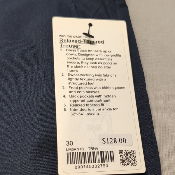 Lululemon Athletica Mens Blue Chino-Like Athletic Straight Leg Pants Size 30 - Picture 2 of 8